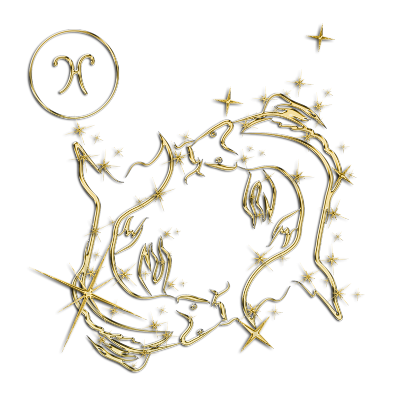 Arany Halak csillagjegy, Gold Pisces zodiac, PNG formtum.