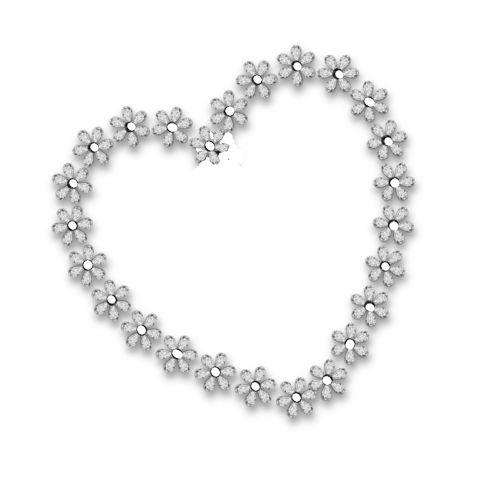 Ezst szv apr virgokbl. Silver heart made of small flowers. PNG formtum.